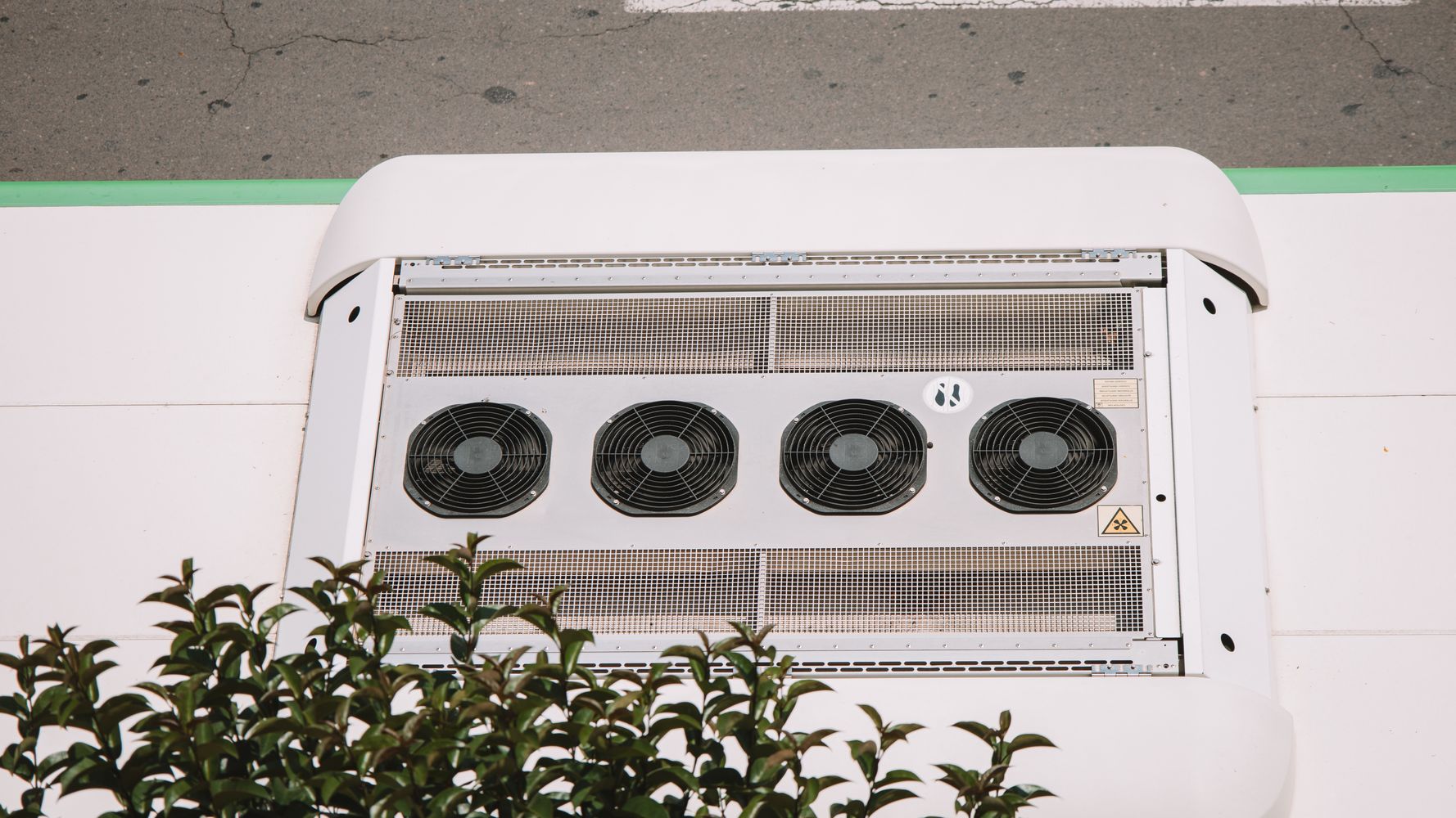 Aerial view of commercial rooftop HVAC and air conditioning units in Dubai