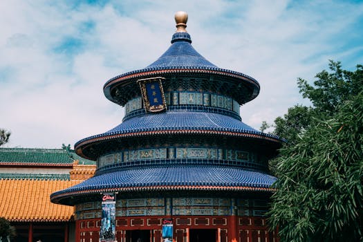 Explore the stunning architecture of the China Pavilion at Epcot's World Showcase in Orlando.