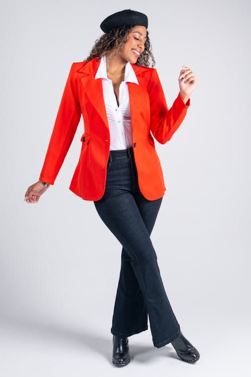 Model in Elegant Blazer and Jeans