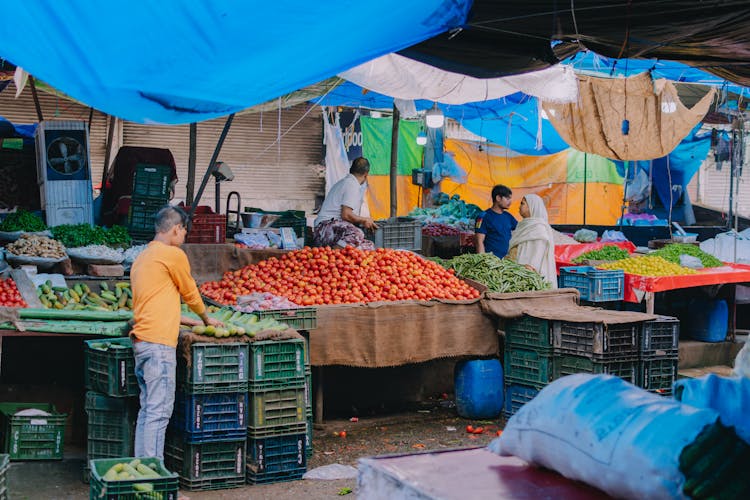 Grocery Stall On Urban Market