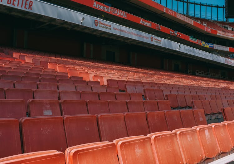 Red Seats At Arsenal Stadium In London