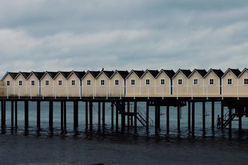 Beach Houses on Seashore in Helsingborg, Sweden