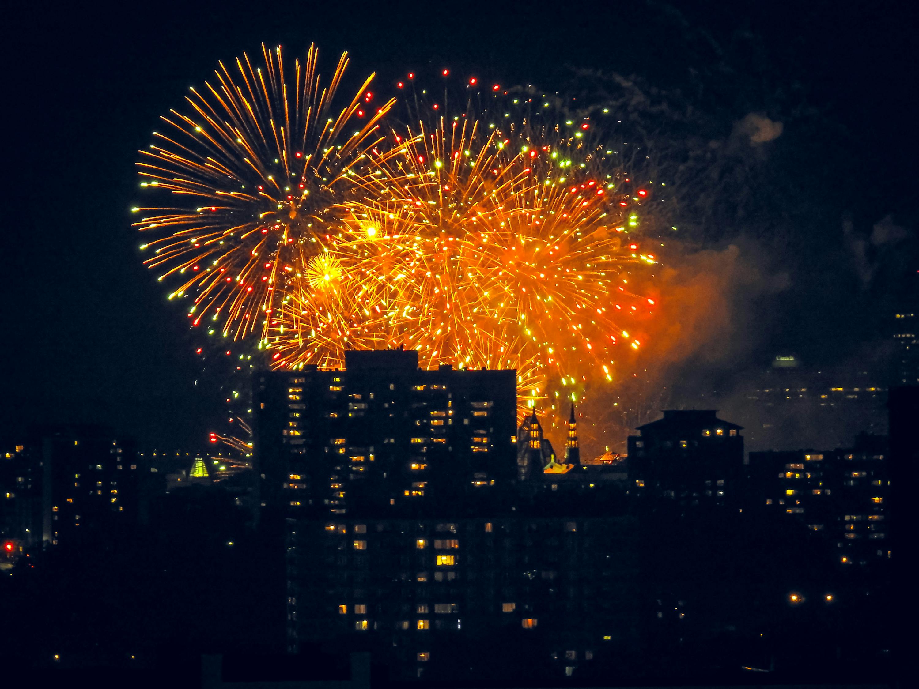 Free stock photo of city, fireworks, night