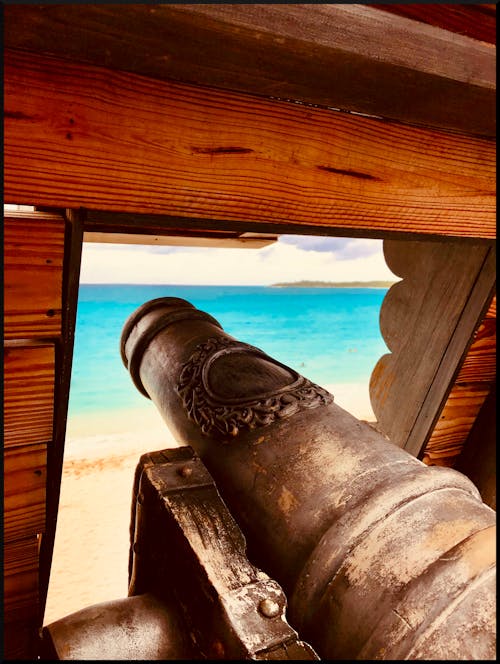 Free stock photo of cannon, ocean, wood