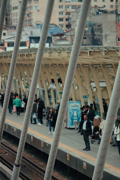 People at Halic Bridge Metro Station in Istanbul
