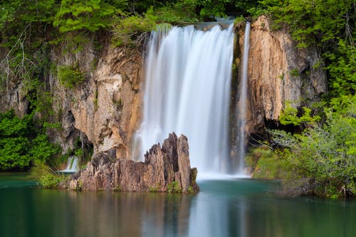 Foto d'estoc gratuïta de arbres, cascada, exposició prolongada