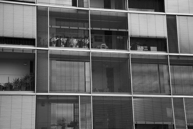 Modern Apartment Building With Balconies Facade