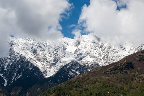 Landscape of Rocky, Snowcapped Mountains 