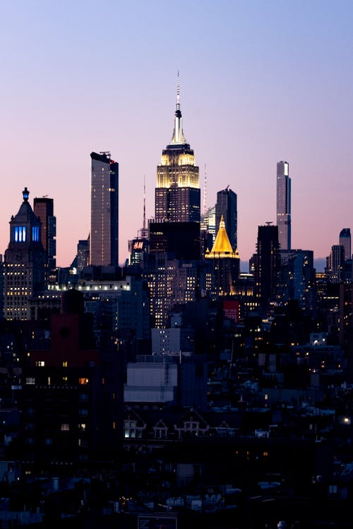 Evening Cityscape Centered on Empire State Building, New York City, USA