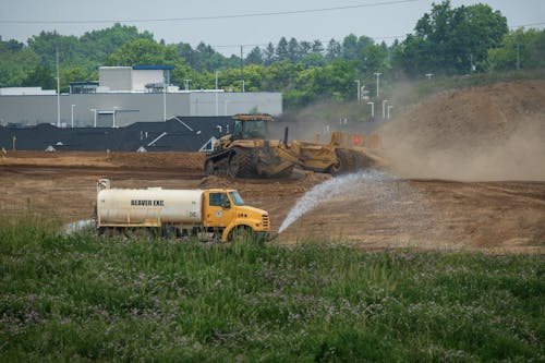 View of Heavy Machinery Preparing the Ground for Building 