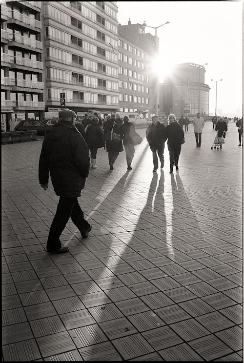 Pedestrians Walking on Square