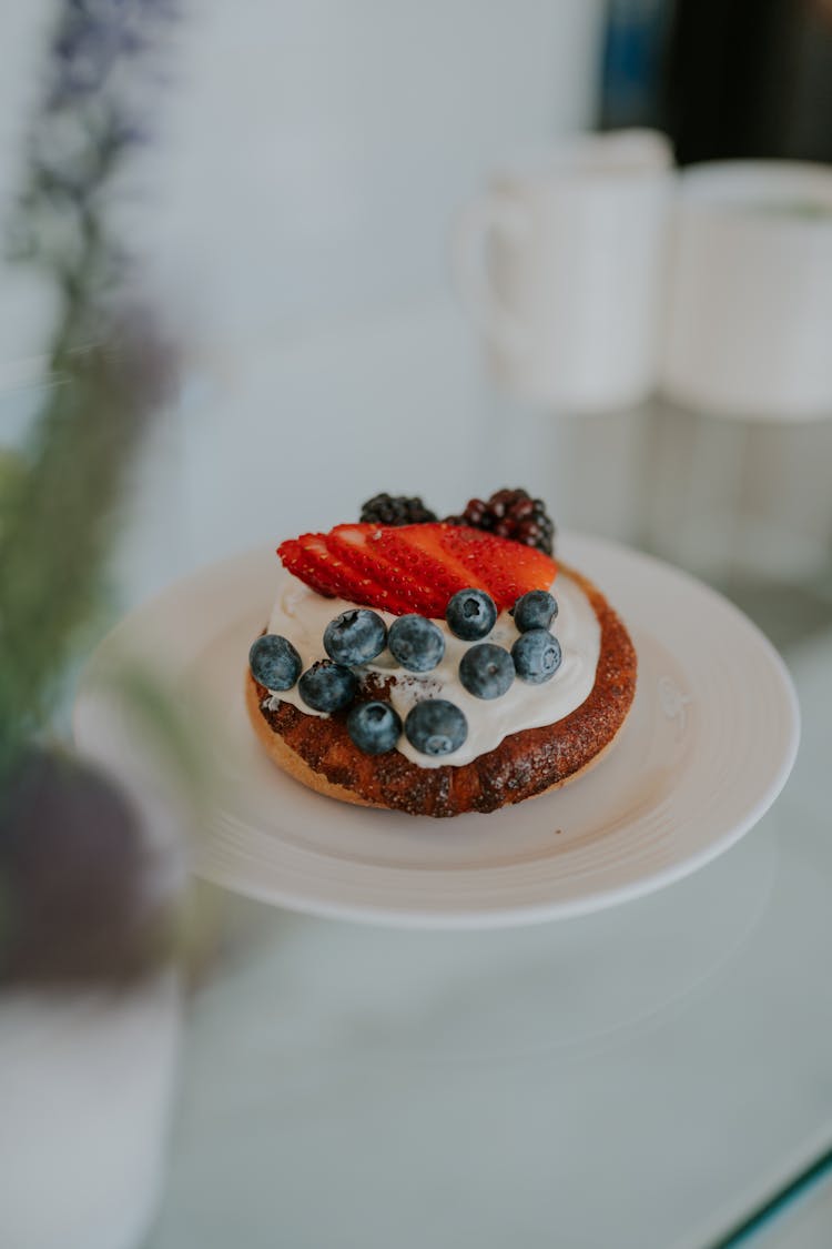 Cake With Blueberries And Strawberries