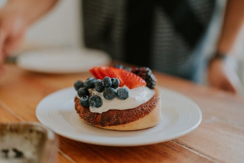 Cake with Fruit on Plate