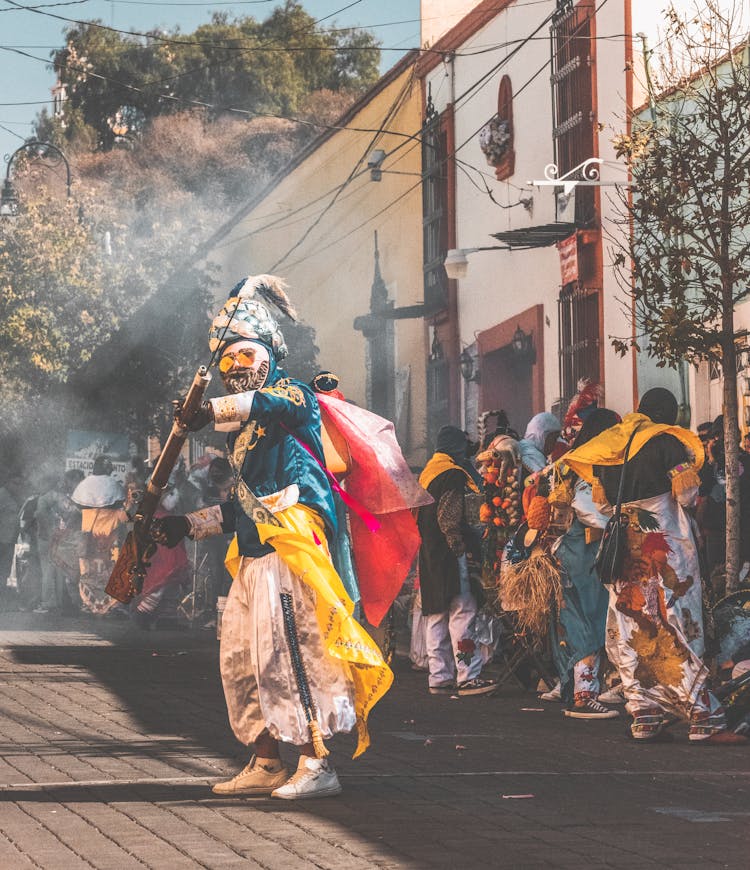 Man In Traditional Costume On Street