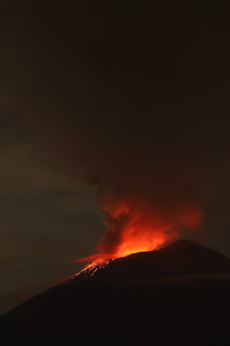 Volcano During Eruption 