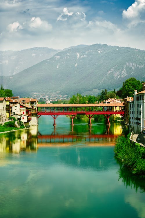 River and Ponte Vecchio in Bassano del Grappa in Italy