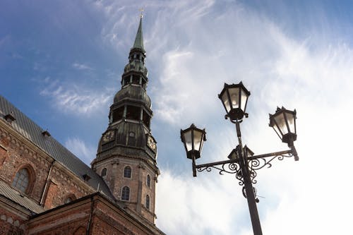 Street Lamps by Gothic St. Peters Church in Riga, Latvia