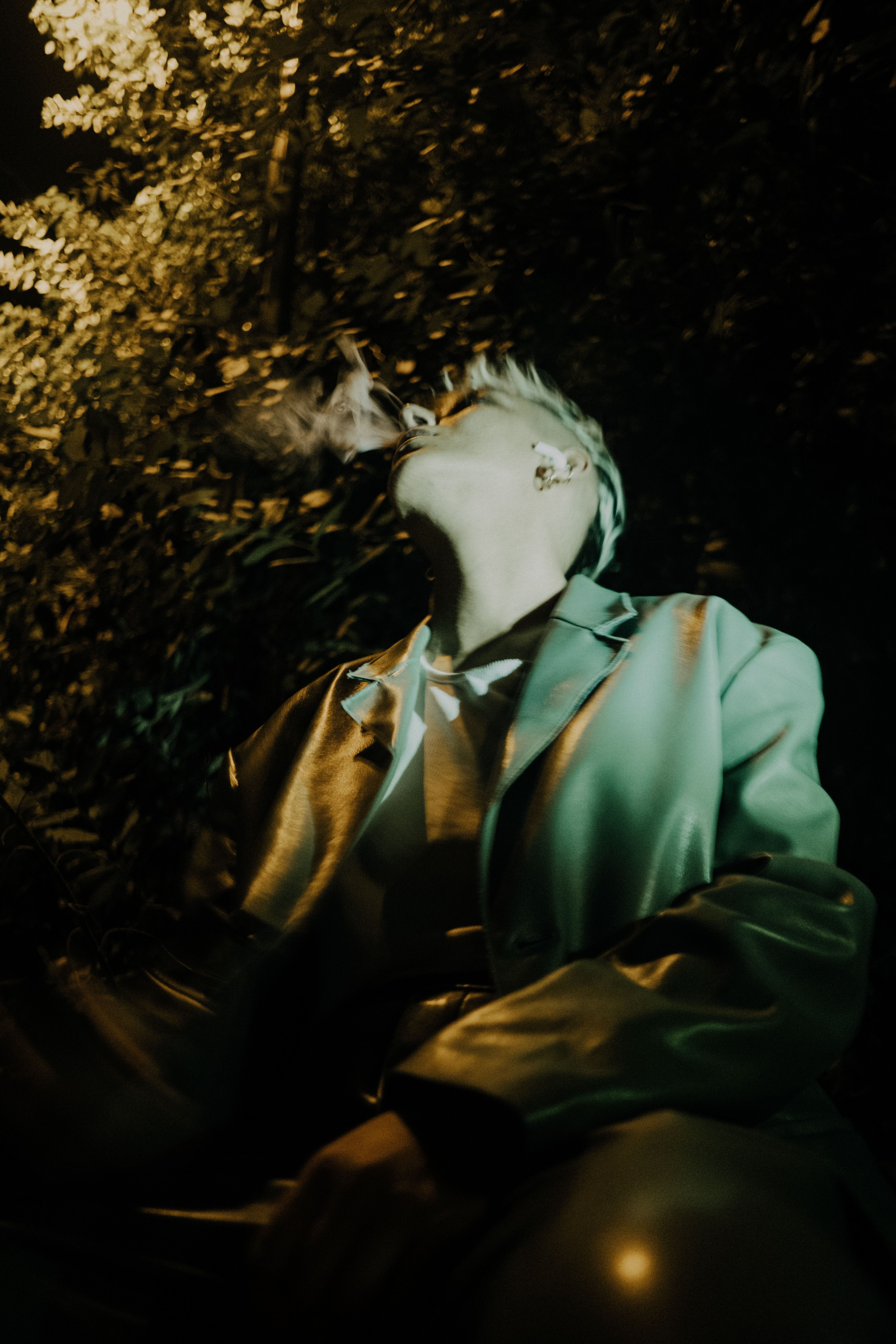 Woman Posing under Tree at Night · Free Stock Photo