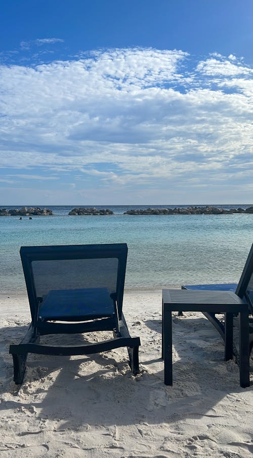 Free stock photo of beach, beds, clouds