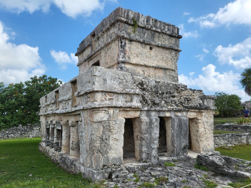 Free Explore the remarkable Temple of the Frescoes in Tulum, a stunning ancient Mayan ruin in Mexico. Stock Photo