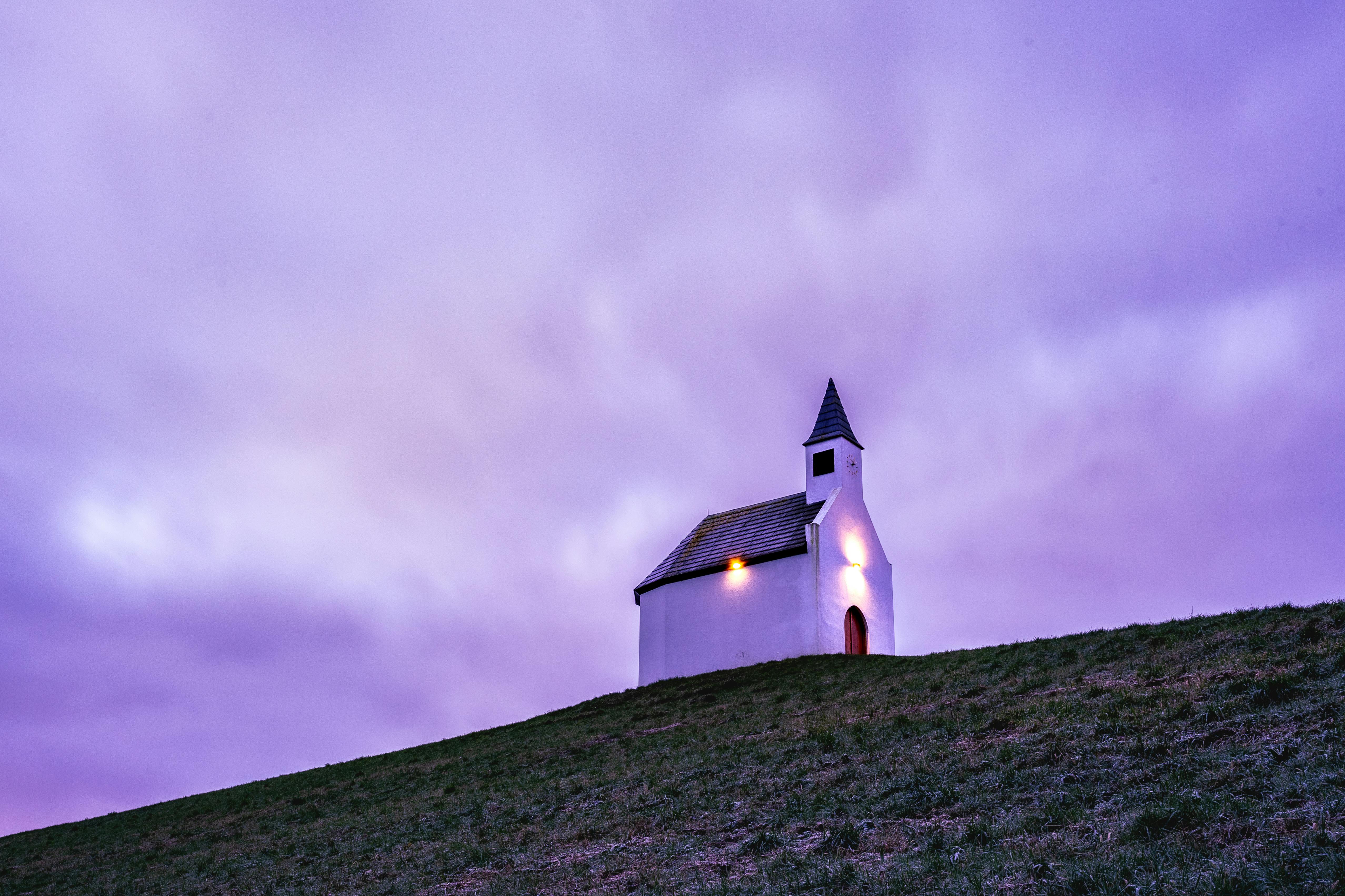 white little church on top of the hill de terp leidsenveen the hague the netherlands