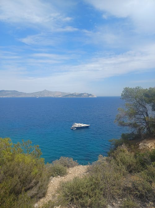 Yacht on Seashore in Greece