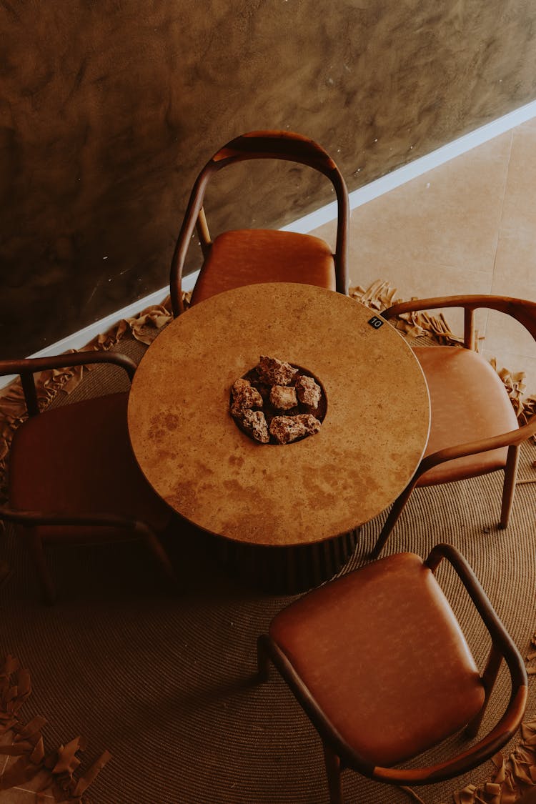 Top View Of A Table And Chairs In A Restaurant