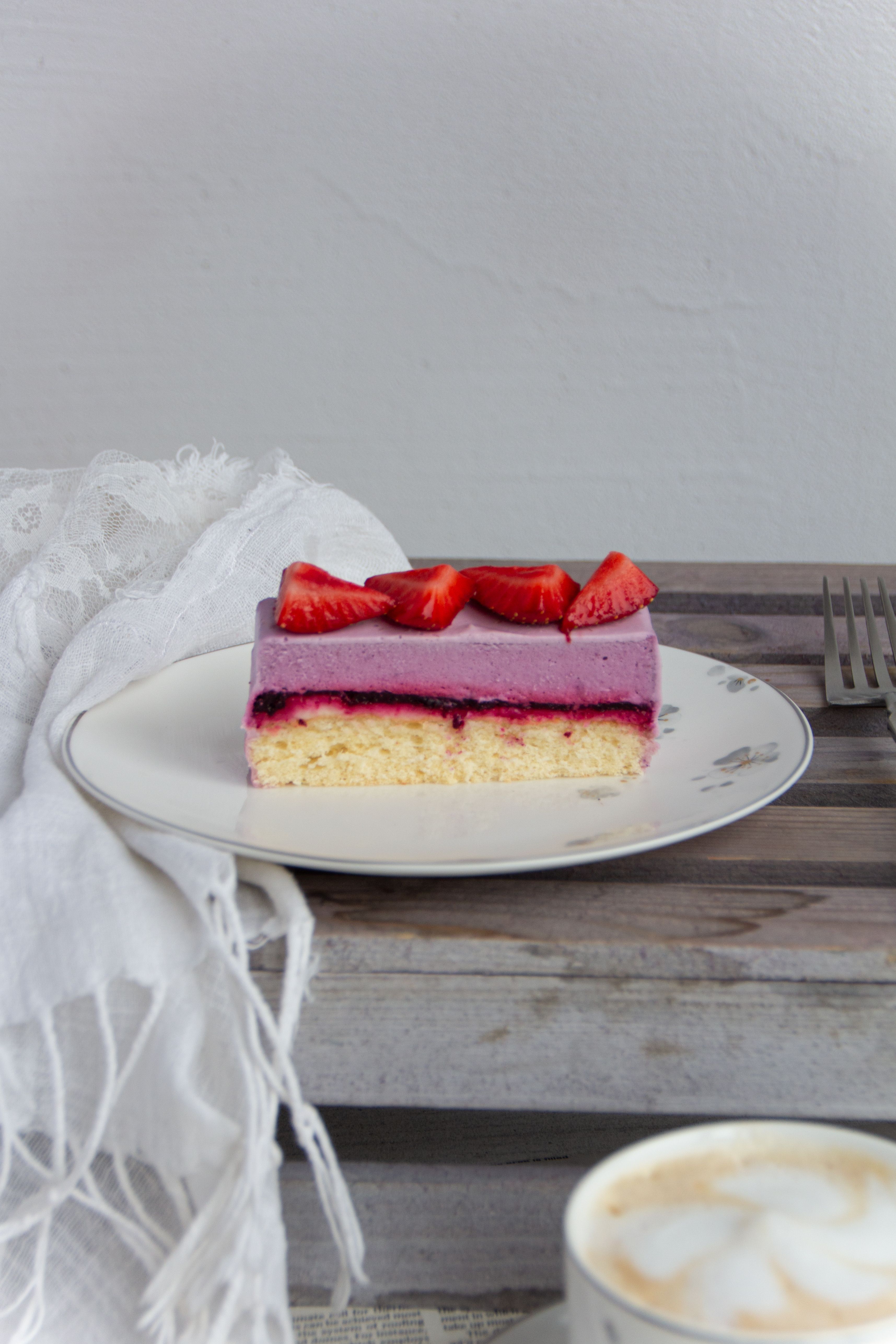 A Slice of Cake with Strawberries · Free Stock Photo