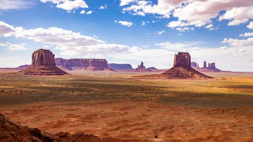 Free Breathtaking view of rock formations in Monument Valley, Arizona, under a blue sky. Stock Photo