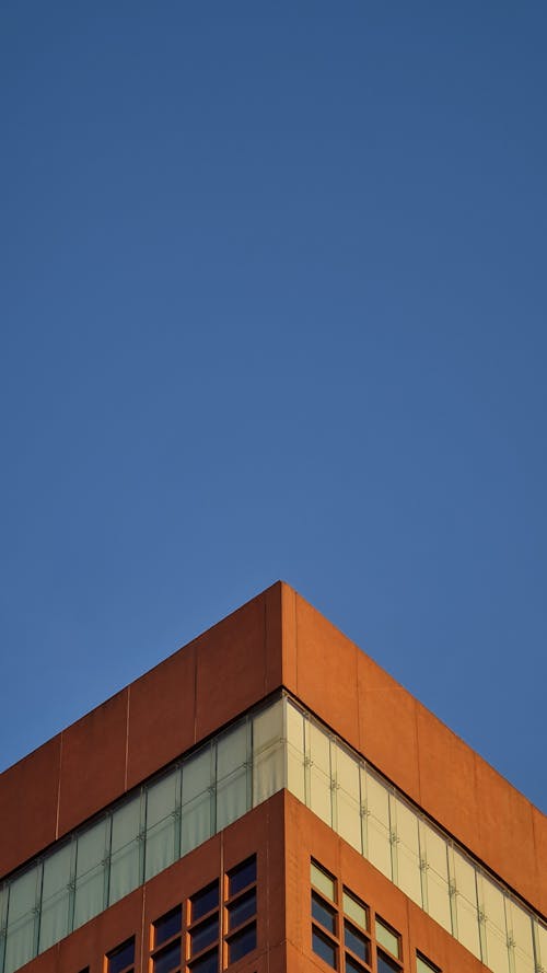 Clear Blue Sky over a Corner of a Building