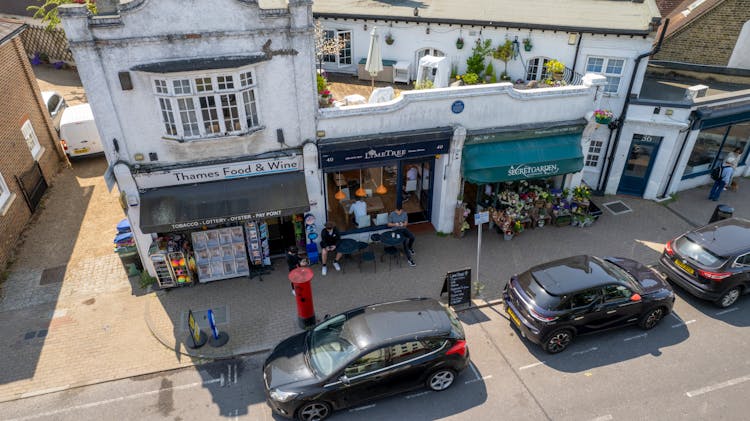 Bar And Stores Along Street