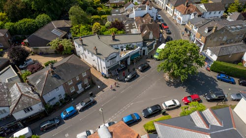 Aerial View of a Street in a Town 