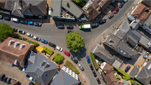 Top View of an Intersection in a City 