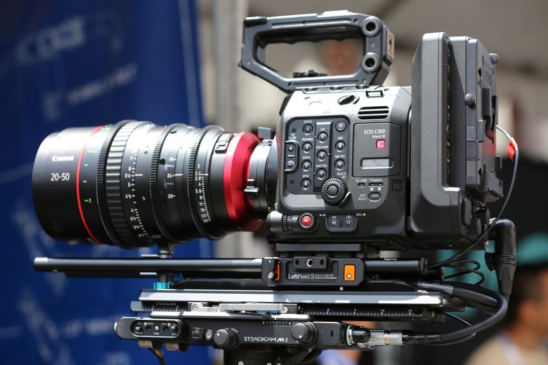 Close up of professional cinema camera