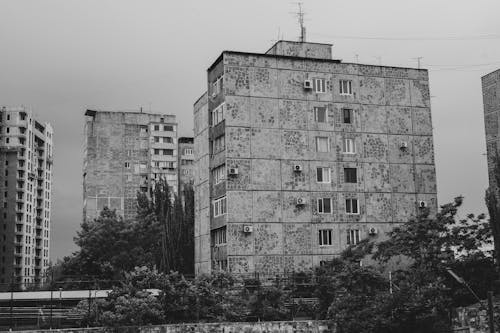 Block of Flats in Black and White