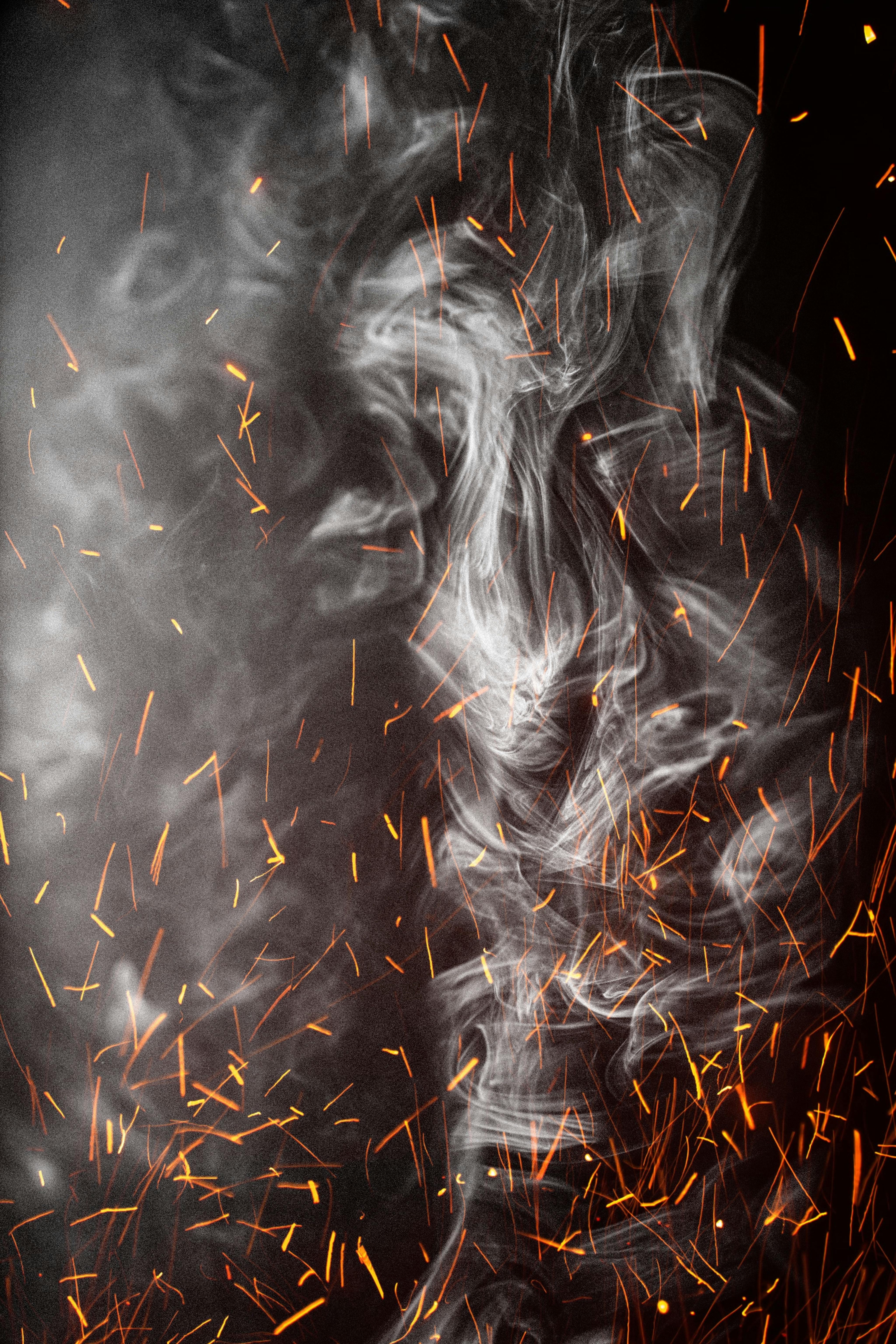 Vibrant Blue Smoke And Sparkles Captivating Abstract Photograph Of