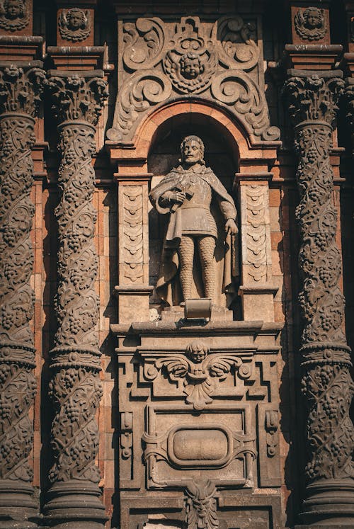 Statue in Facade of Church of La Merced, Lima, Peru