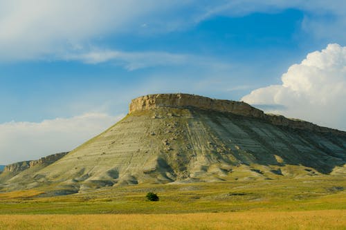 View of Mountains and Cliffs under Blue Sky 