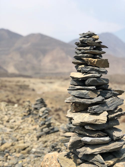 Close-up of a Stack of Flat Stones 