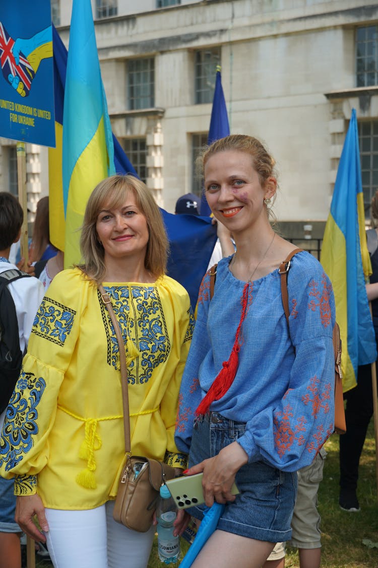 Smiling Women In Colors Of Ukraine