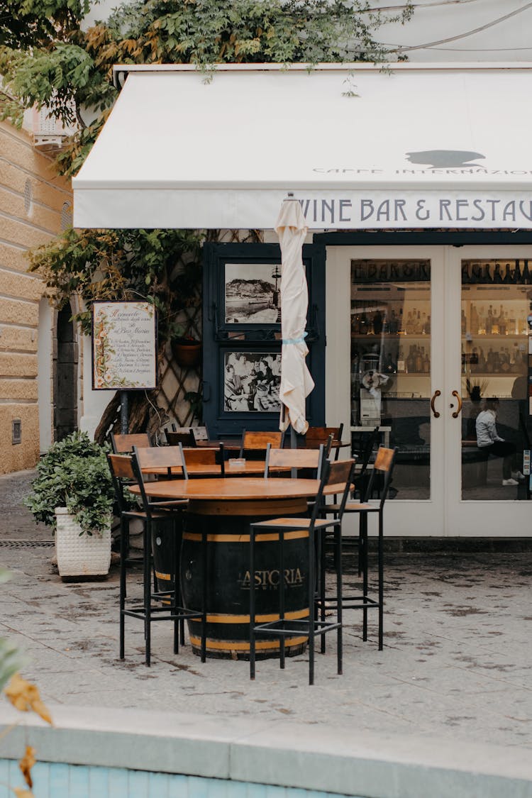 Tables And Chairs Near Restaurant