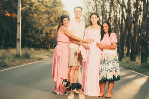Family Posing with Dog