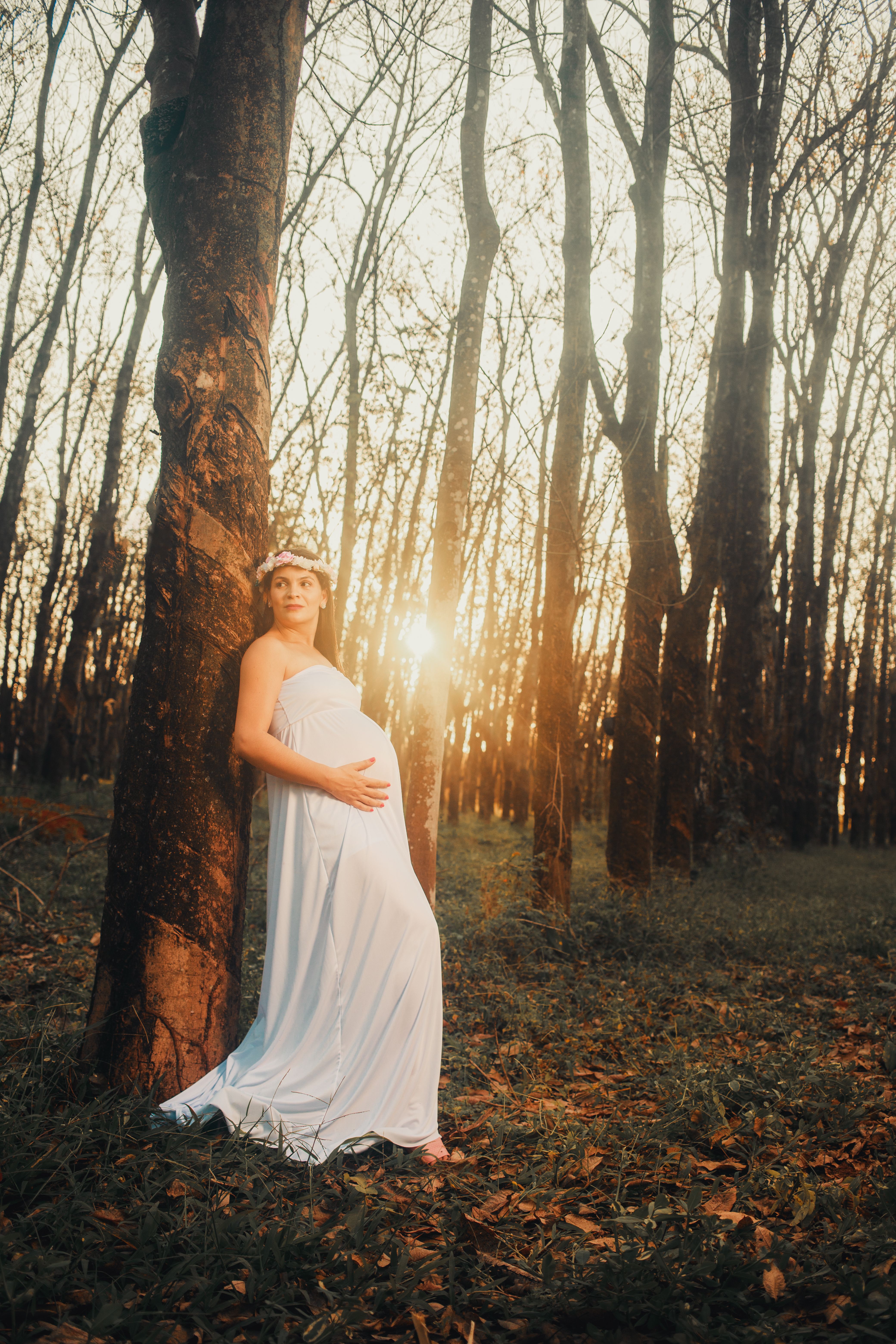 Portrait of Expecting Woman in Forest · Free Stock Photo