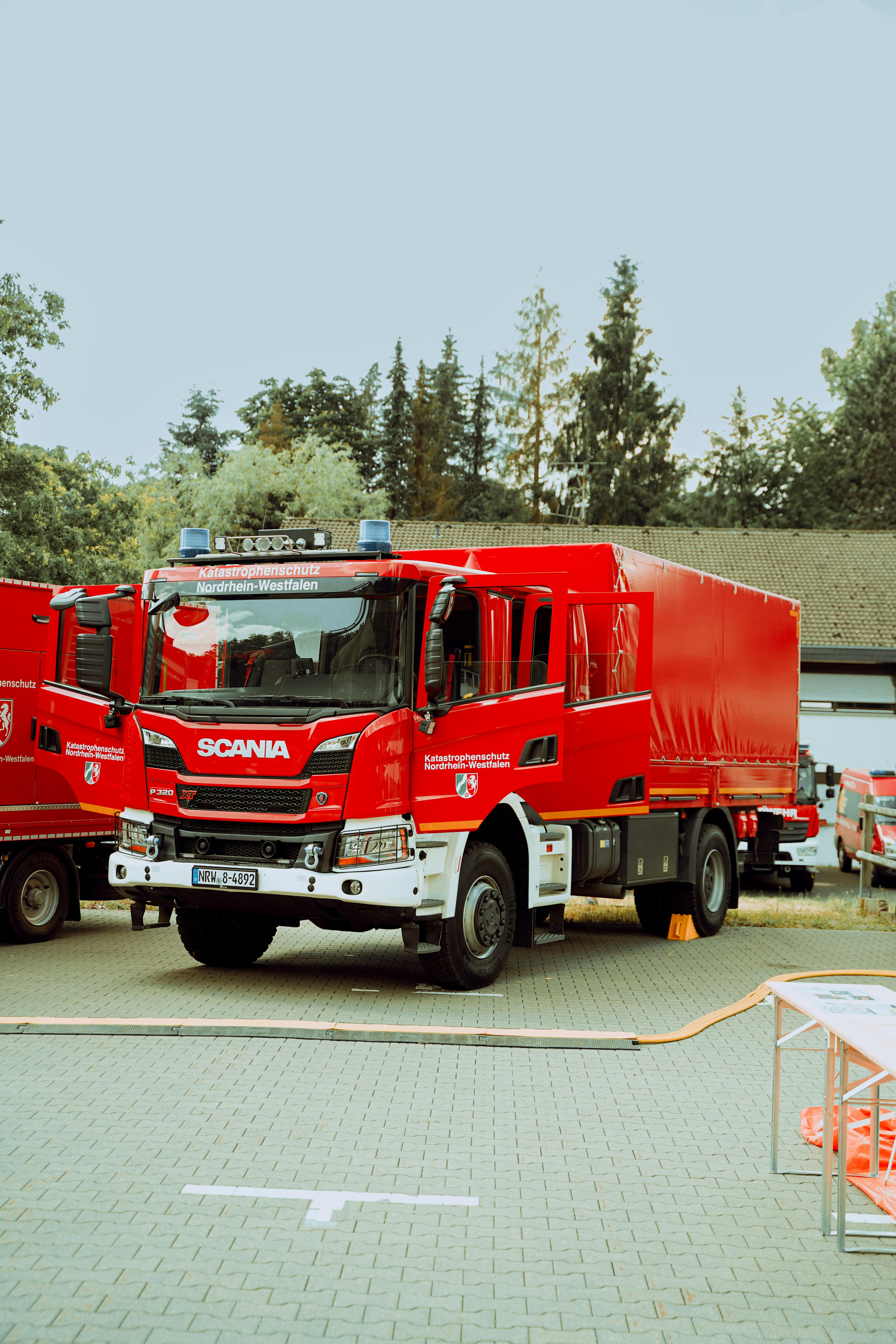 Civil protection equipment, civil protection trucks, firefighters