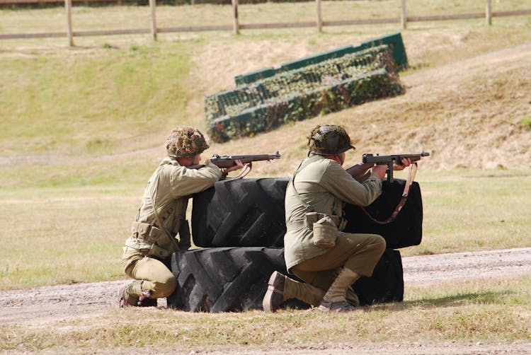 Solders Aiming In Military Training