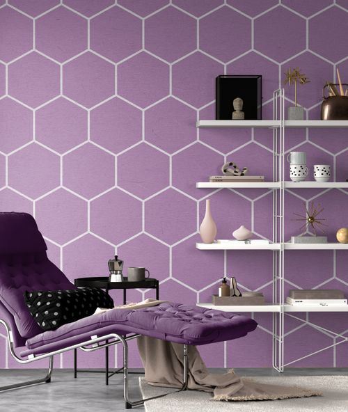Free Mockup of purple chaise lounger in modern living room Stock Photo