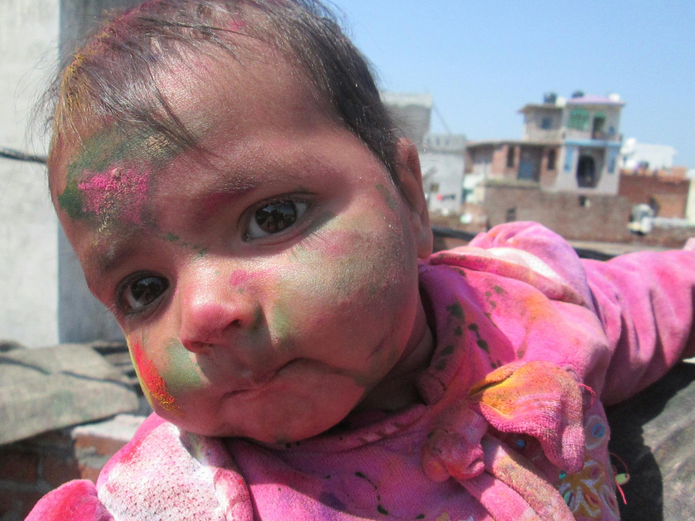 Free Stock Photo Of Cute Baby Playing Holi Holi Festival