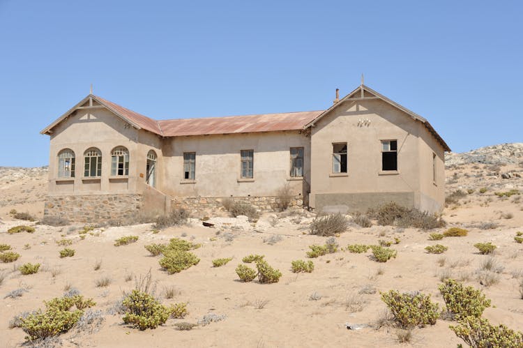 Abandoned Building In Ghost Town In Namibia