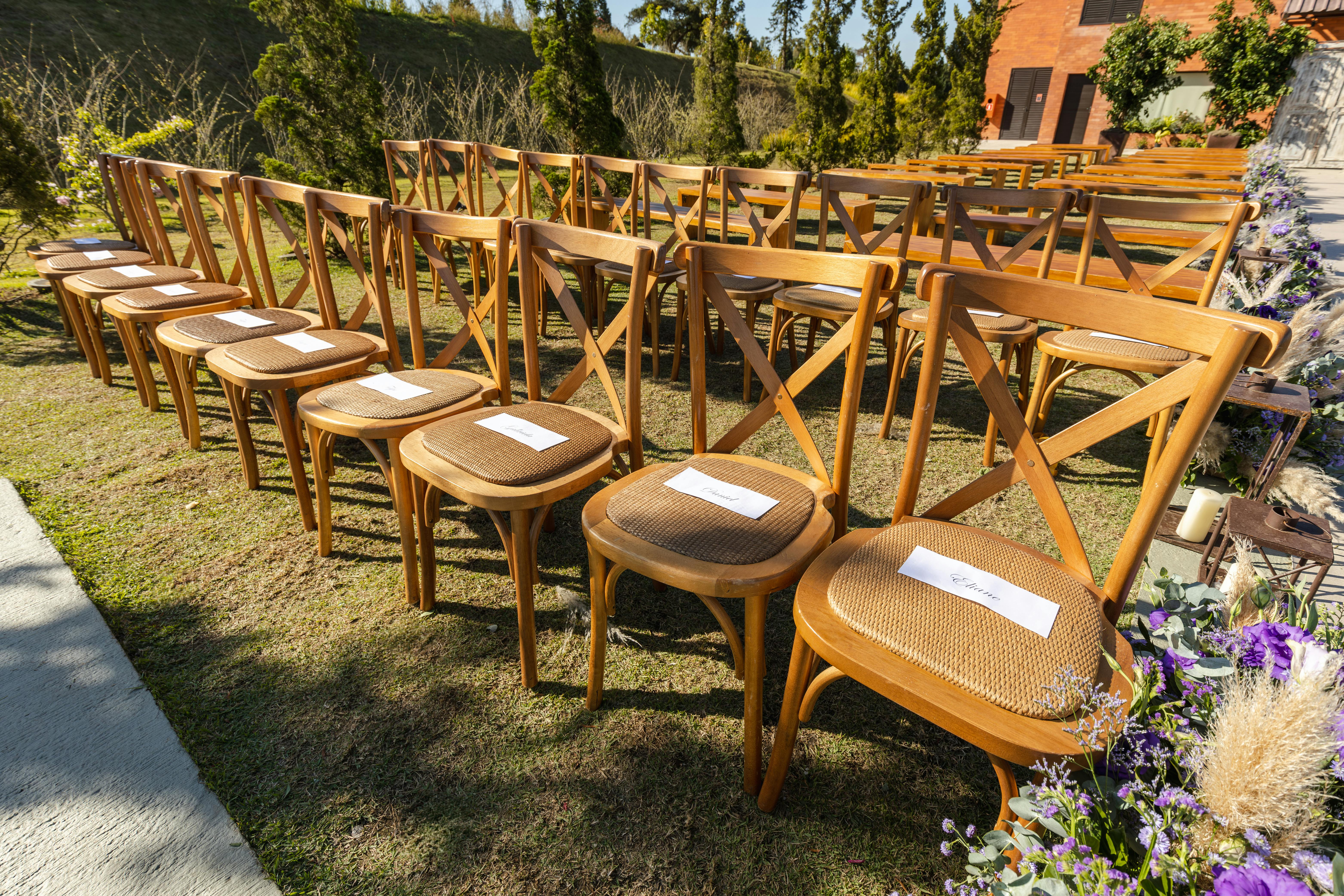 Wedding Venue Chairs with Name Tags · Free Stock Photo