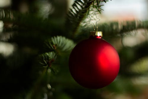 Free Close-UP Photo Of Red Christmas Ball Stock Photo